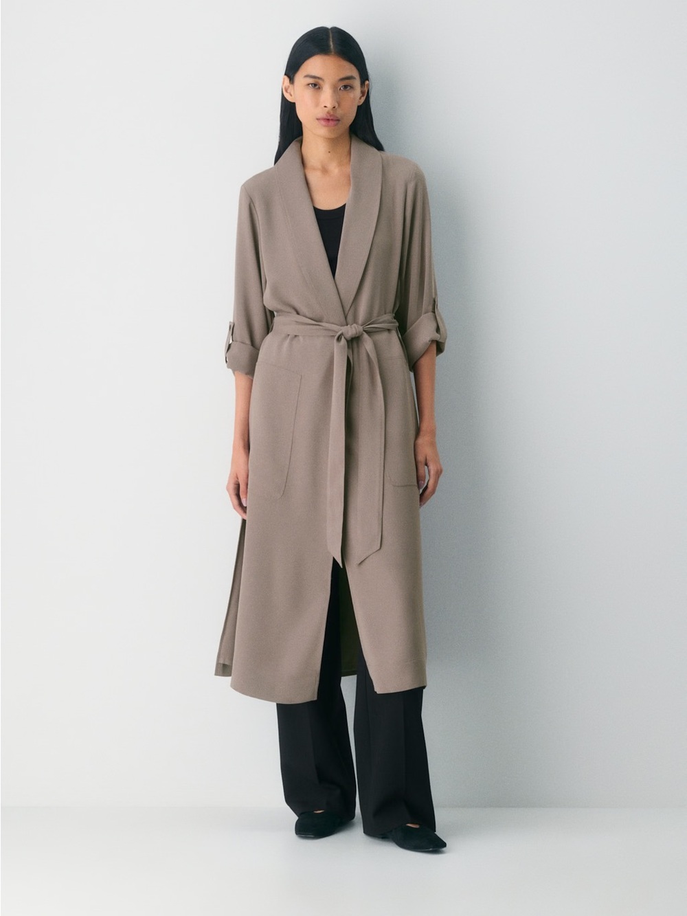 NEW Aritzia Babaton Kahlo Robe Studio Drape Matte satin wrap jacket with belt